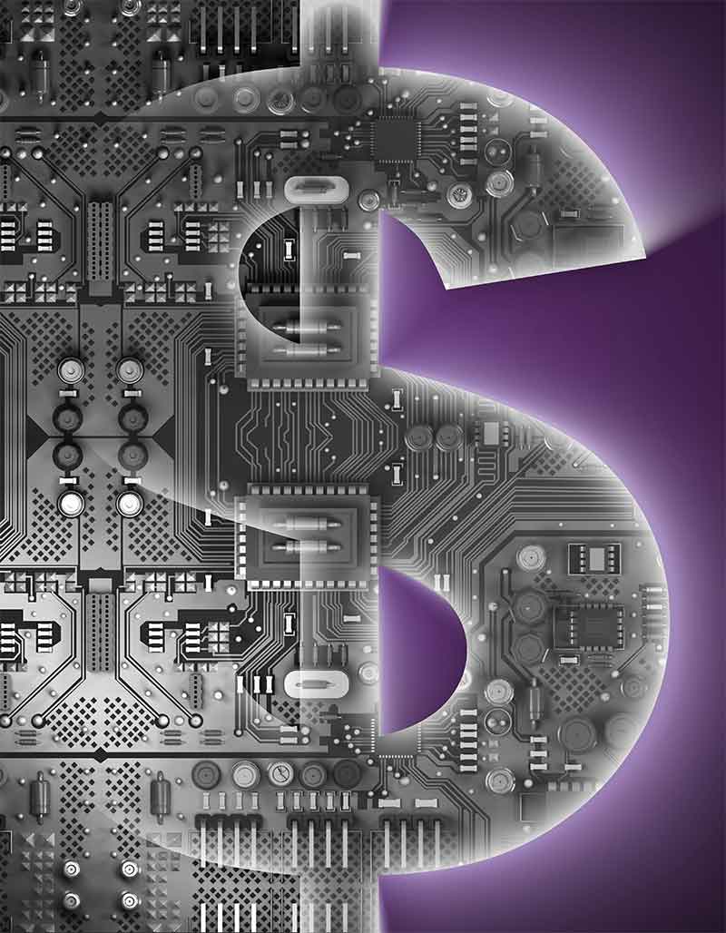 dollar sign made up of circuit boards